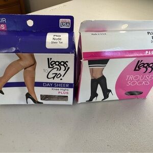Leggs brand Day Sheer Knee Highs - Nude and black plus size